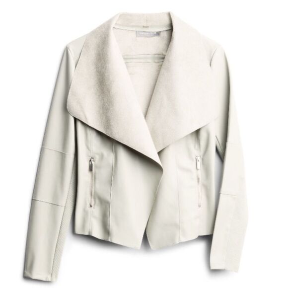NWT Bagatelle Women’s Open Front Faux Leather Jacket Pockets Drape Size S - Picture 1 of 11